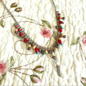 Semi-precious stone & pearl necklace